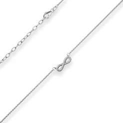 1,3mm Rund-Ankerkette Collier Infinity aus 925 Silber rhodiniert 42cm Zirkonia