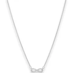 1,3mm Rund-Ankerkette Collier Infinity Halskette aus 925 Silber 42cm Zirkonia