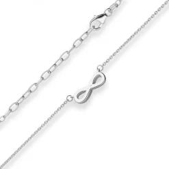 1,3mm Rund-Ankerkette Collier Infinity Halskette aus 925 Silber 42cm Zirkonia