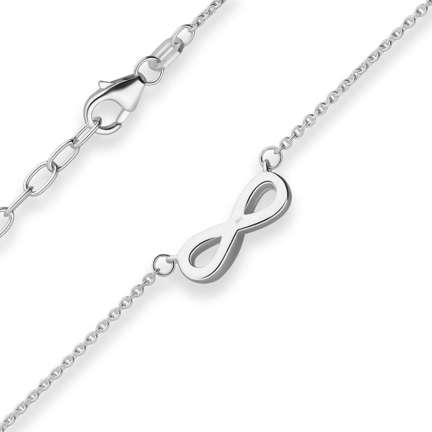1,3mm Rund-Ankerkette Collier Infinity Halskette aus 925 Silber 42cm Zirkonia