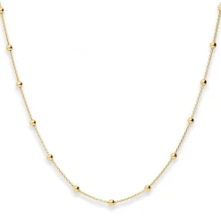 1,3mm Rund-Ankerkette Collier Kugel Halskette aus 585 Gold Gelbgold 45cm