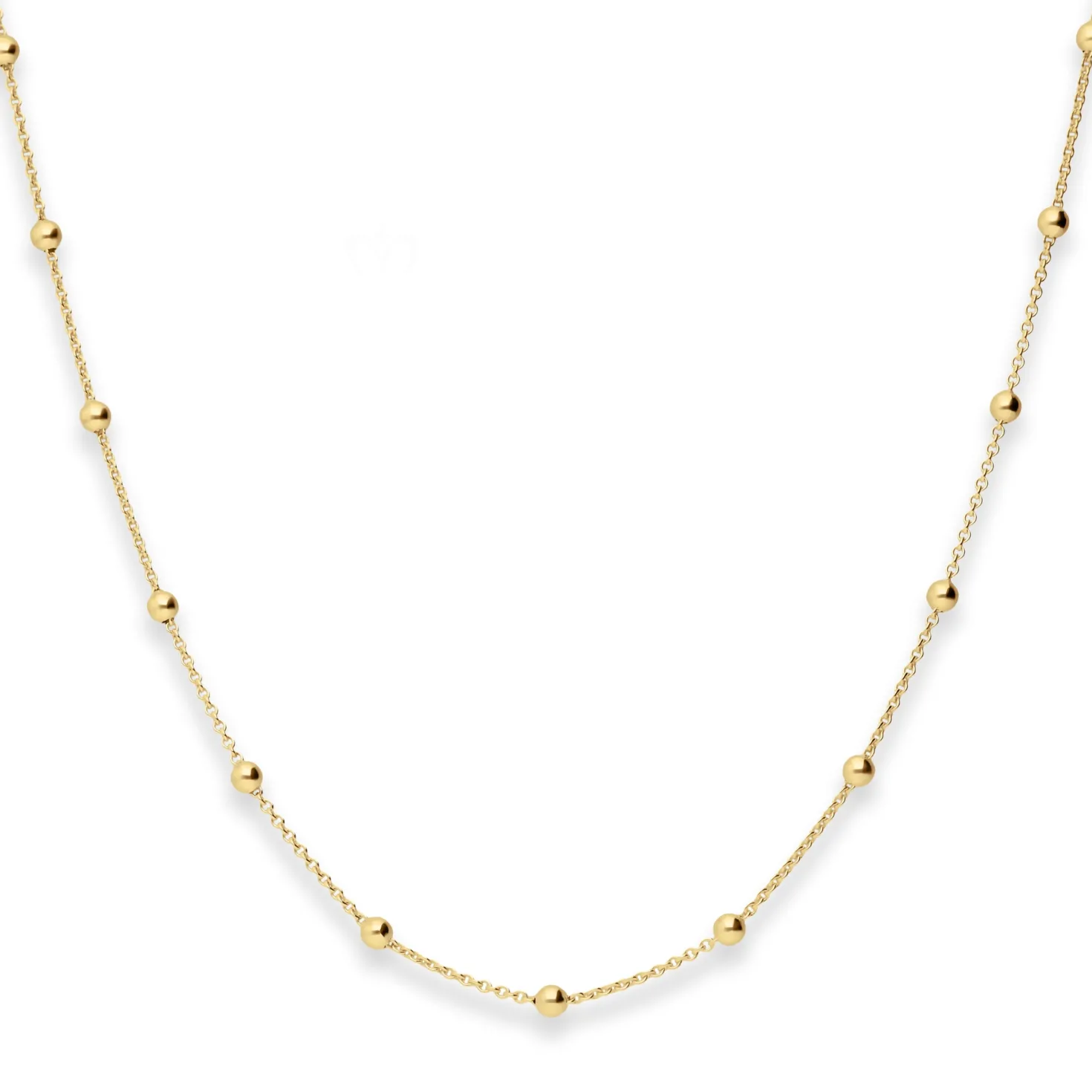 1,3mm Rund-Ankerkette Collier Kugel Halskette aus 585 Gold Gelbgold 45cm
