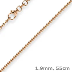 1,9mm Rund-Ankerkette Echt Gold 585 Rotgold Kette Collier Halskette 55cm