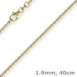 1,9mm Rund-Ankerkette 750 Gold Gelbgold Kette Collier Halskette, 40cm