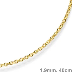 1,9mm Rund-Ankerkette 750 Gold Gelbgold Kette Collier Halskette, 40cm