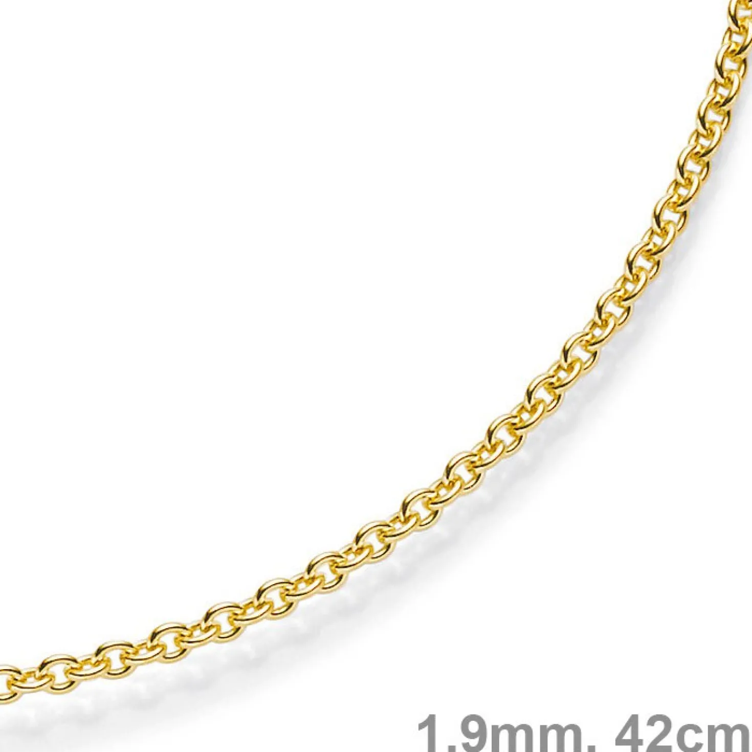 1,9mm Rund-Ankerkette 750 Gold Gelbgold Kette Collier Halskette, 42cm