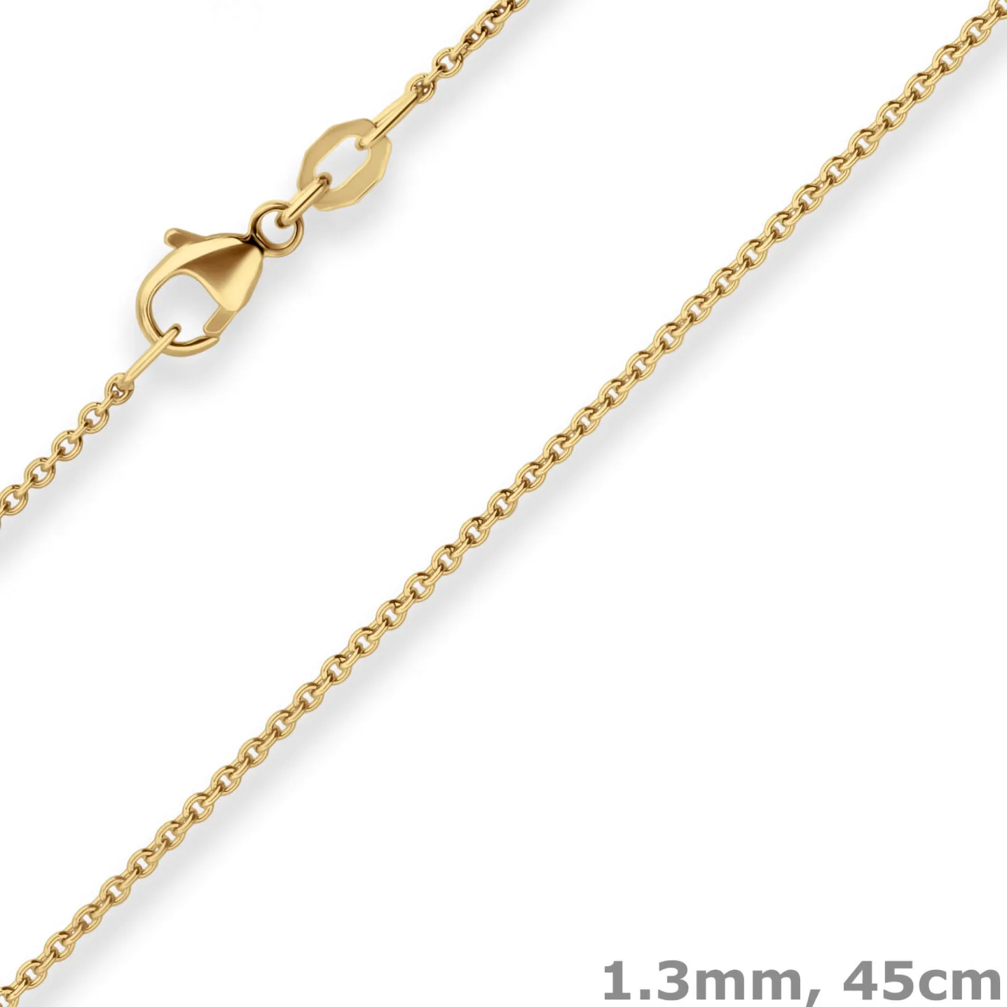1,3mm Rund-Ankerkette Goldkette Collier Halskette aus 750 Gold Gelbgold 45cm