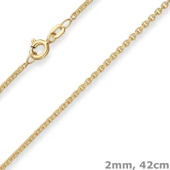 2mm Rund-Ankerkette Goldkette Collier Halskette aus 375 Gold Gelbgold 42cm