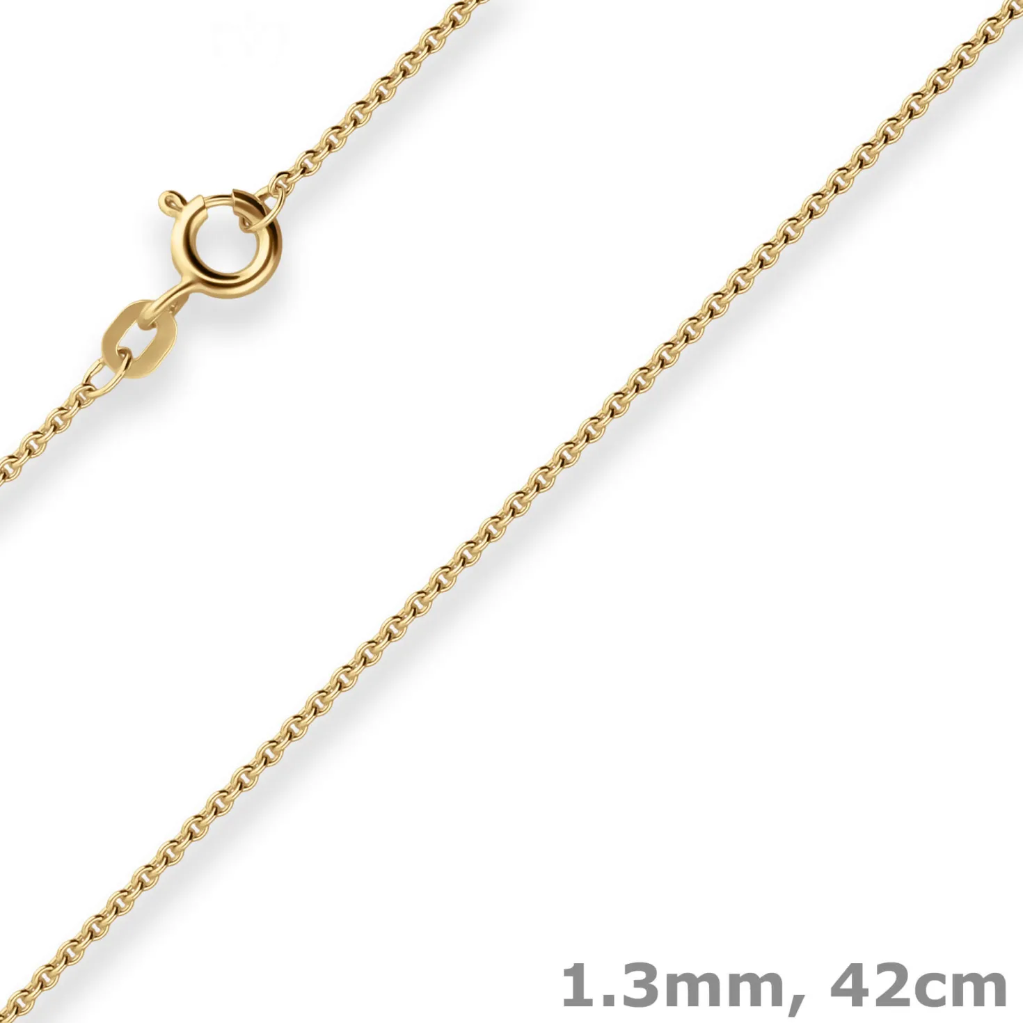 1,3mm Rund-Ankerkette Goldkette Collier Halskette aus 333 Gold Gelbgold 42cm