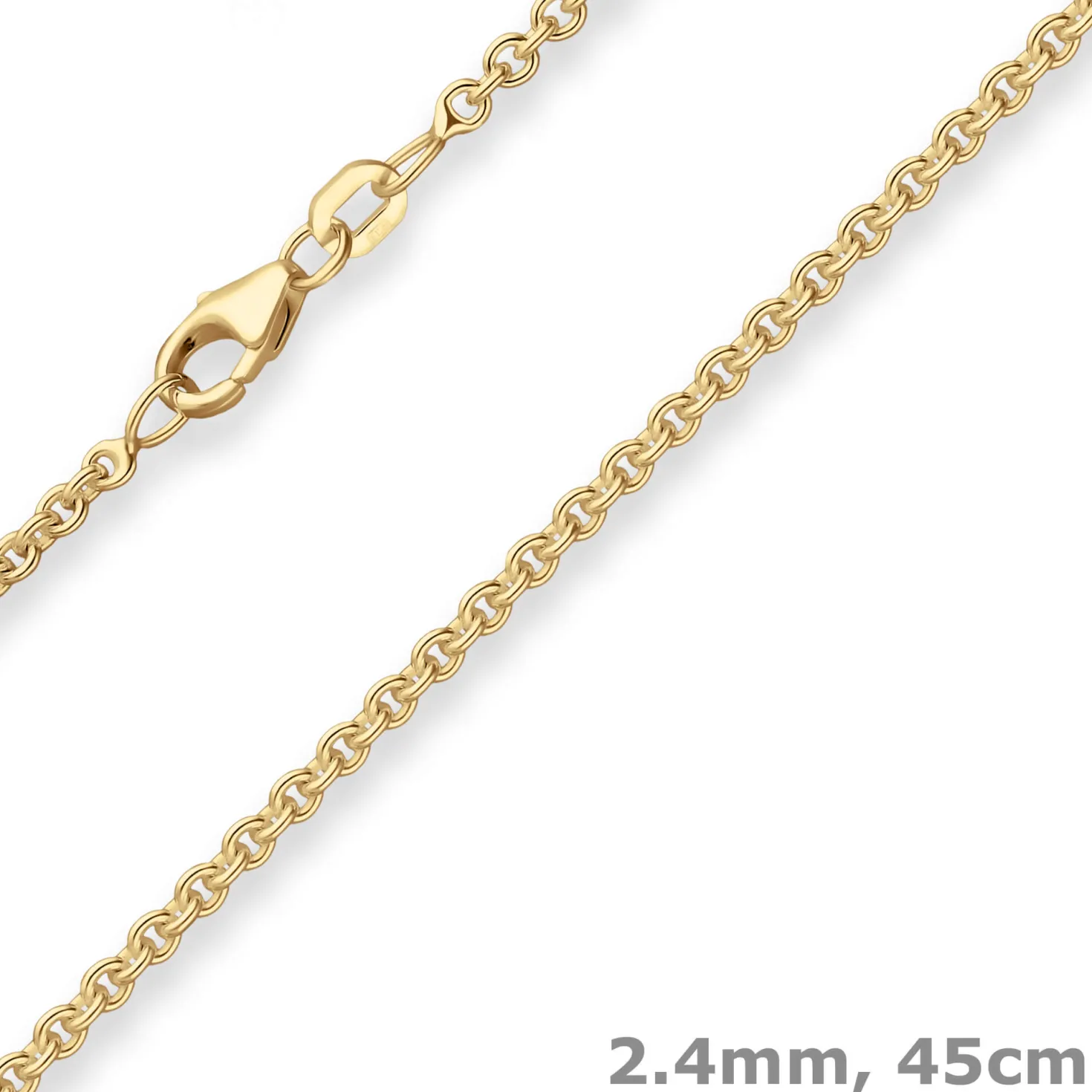 2,4mm Rund-Ankerkette Goldkette Collier Halskette aus 333 Gold Gelbgold 45cm