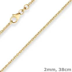 2mm Rund-Ankerkette Goldkette Collier Halskette aus 333 Gold Gelbgold 38cm