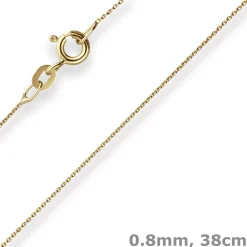 0,8mm Rund-Ankerkette Goldkette Collier Halskette aus 333 Gold Gelbgold 38cm