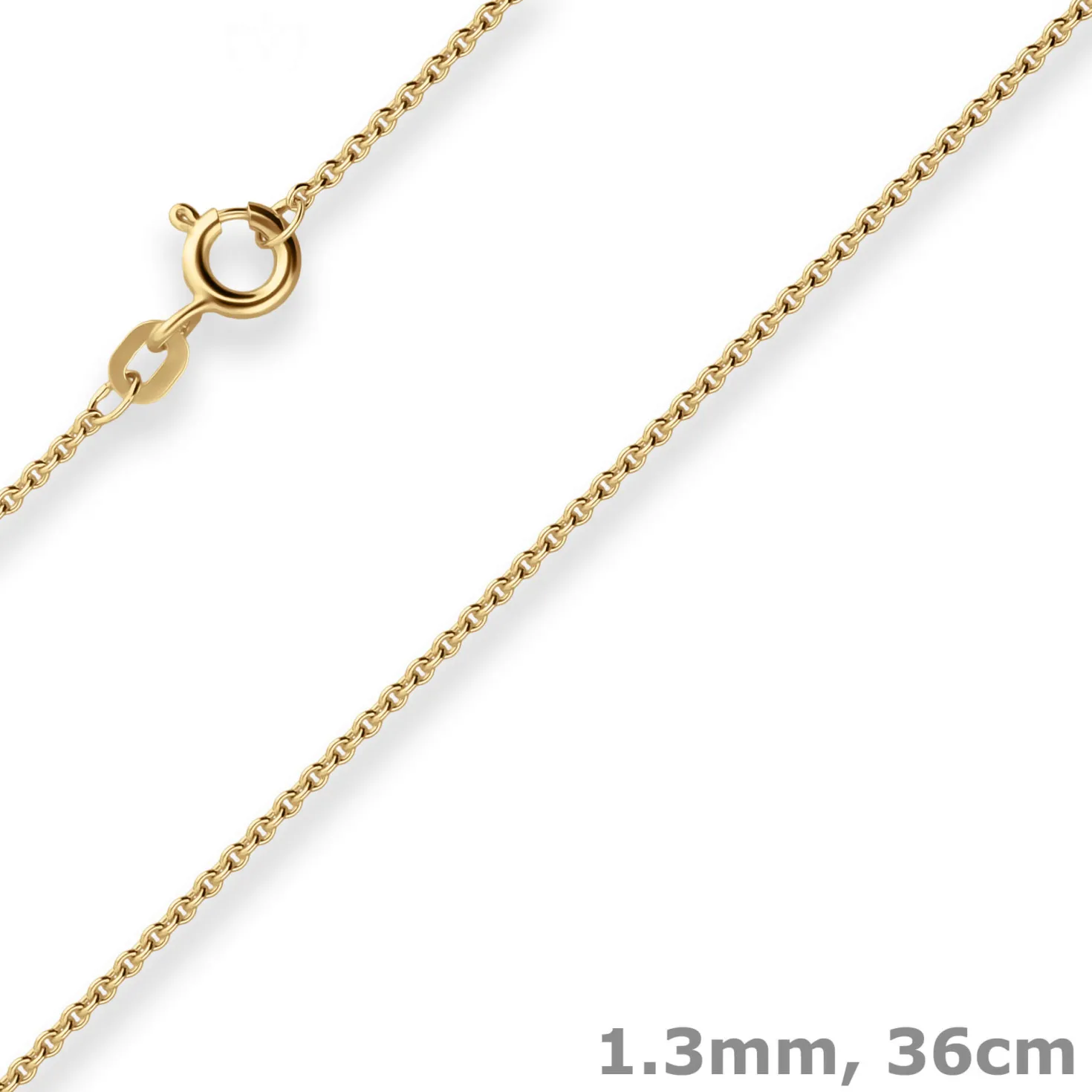 1,3mm Rund-Ankerkette Goldkette Collier Halskette aus 585 Gold Gelbgold 36cm