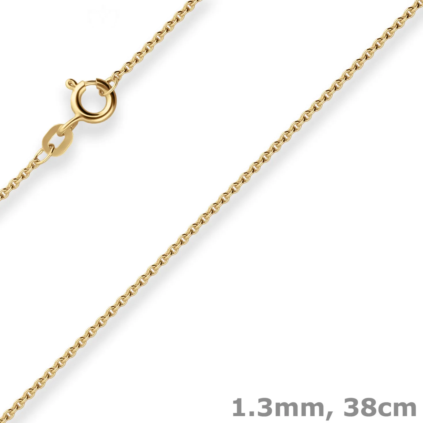 1,3mm Rund-Ankerkette Goldkette Collier Halskette aus 333 Gold Gelbgold 38cm