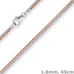 1,6mm Rund-Ankerkette Goldkette Collier Halskette aus 585 Gold rot/weiß 45cm