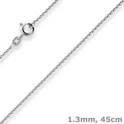 1,3mm Rund-Ankerkette Goldkette Collier Halskette aus 585 Gold Weißgold 45cm