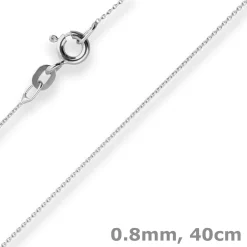 0,8mm Rund-Ankerkette Goldkette Collier Halskette aus 585 Gold Weißgold 40cm