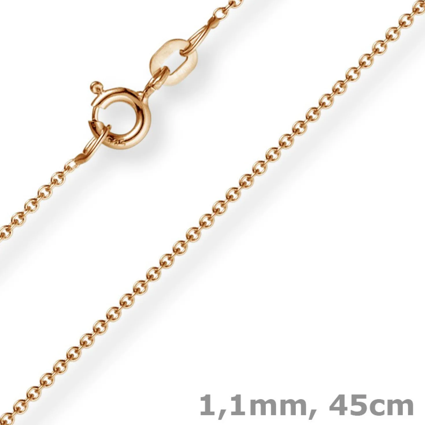 1,1mm Rund-Ankerkette 750 Gold Rotgold Kette Collier Halskette, 45cm