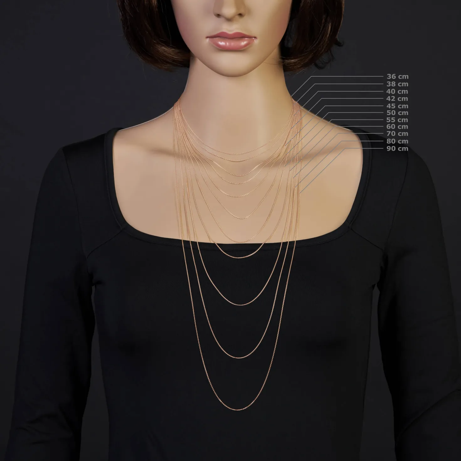 1,1mm Rund-Ankerkette 585 Gold Rotgold Kette Collier Halskette, 80cm