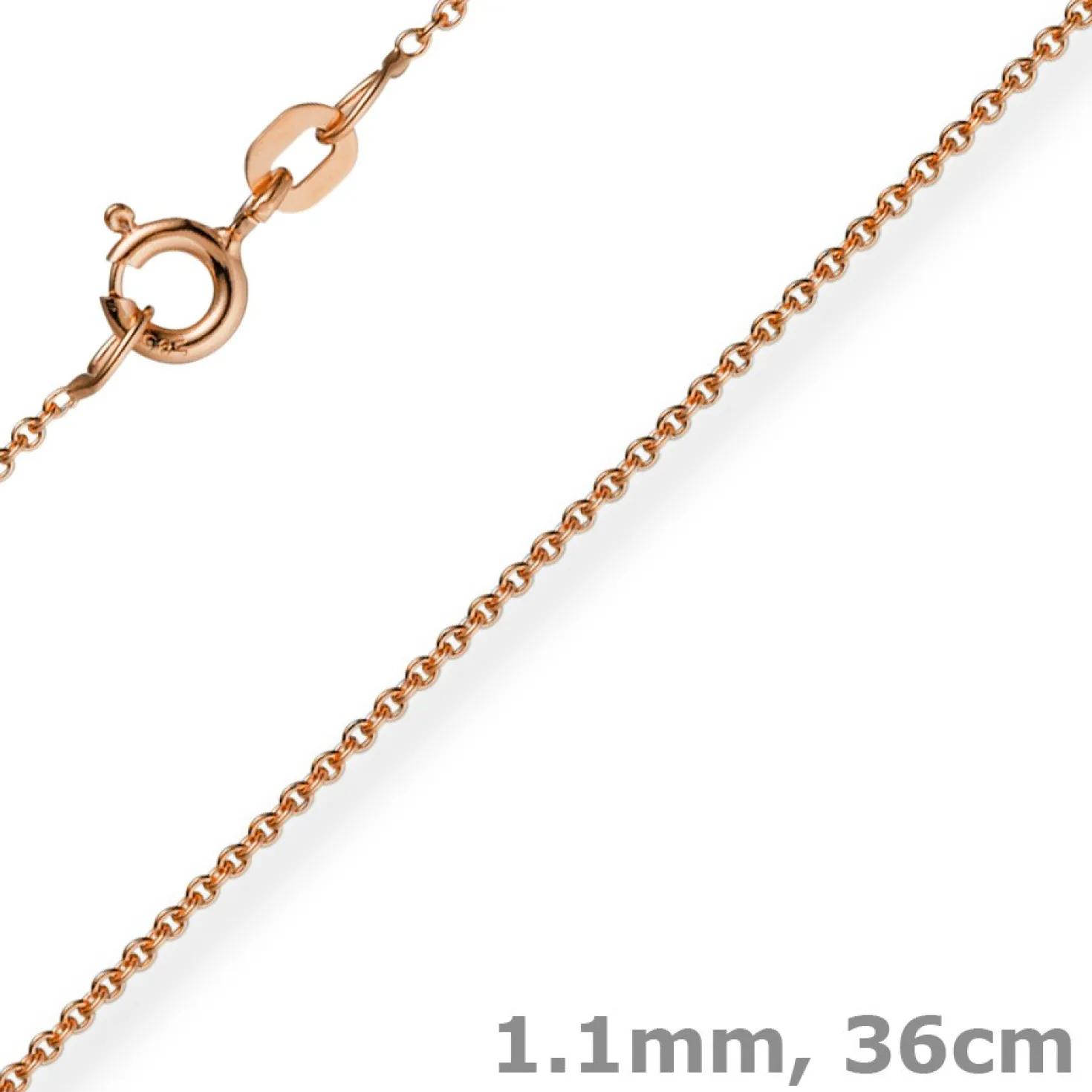 1,1mm Rund-Ankerkette 585 Gold Rotgold Kette Collier Halskette, 36cm