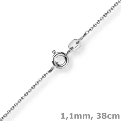 1,1mm Rund-Ankerkette 585 Gold Weißgold Kette Collier Halskette, 38cm
