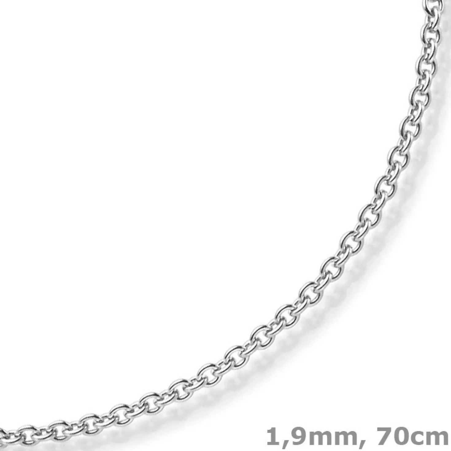1,9mm Rund-Ankerkette 750 Gold Weißgold Kette Collier Halskette, 70cm