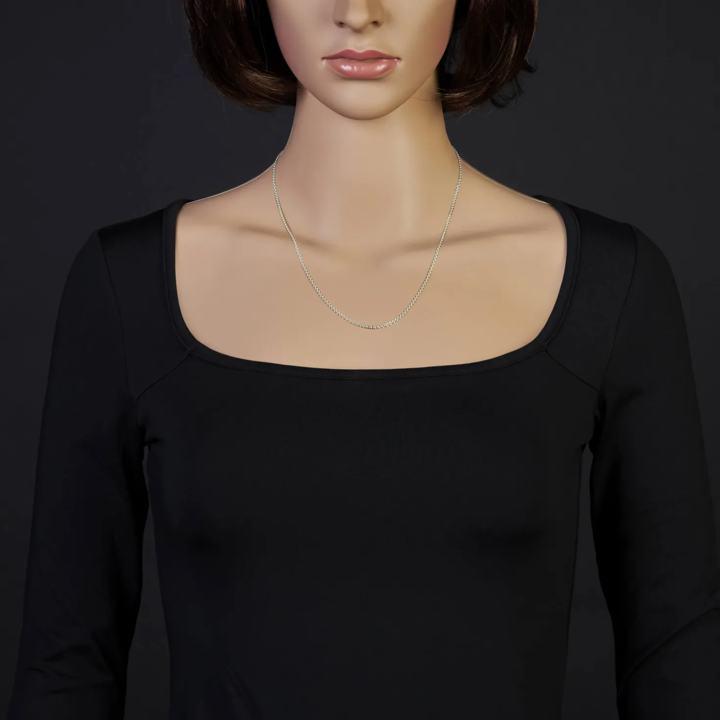 1,9mm Rund-Ankerkette 750 Gold Weißgold Kette Collier Halskette, 50cm