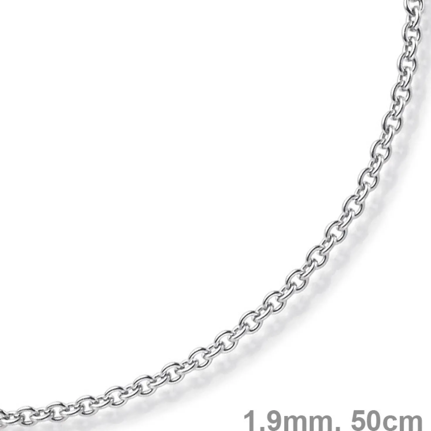 1,9mm Rund-Ankerkette 750 Gold Weißgold Kette Collier Halskette, 50cm