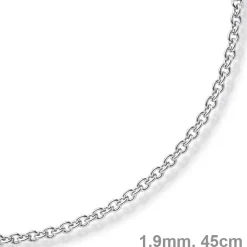 1,9mm Rund-Ankerkette 750 Gold Weißgold Kette Collier Halskette, 45cm