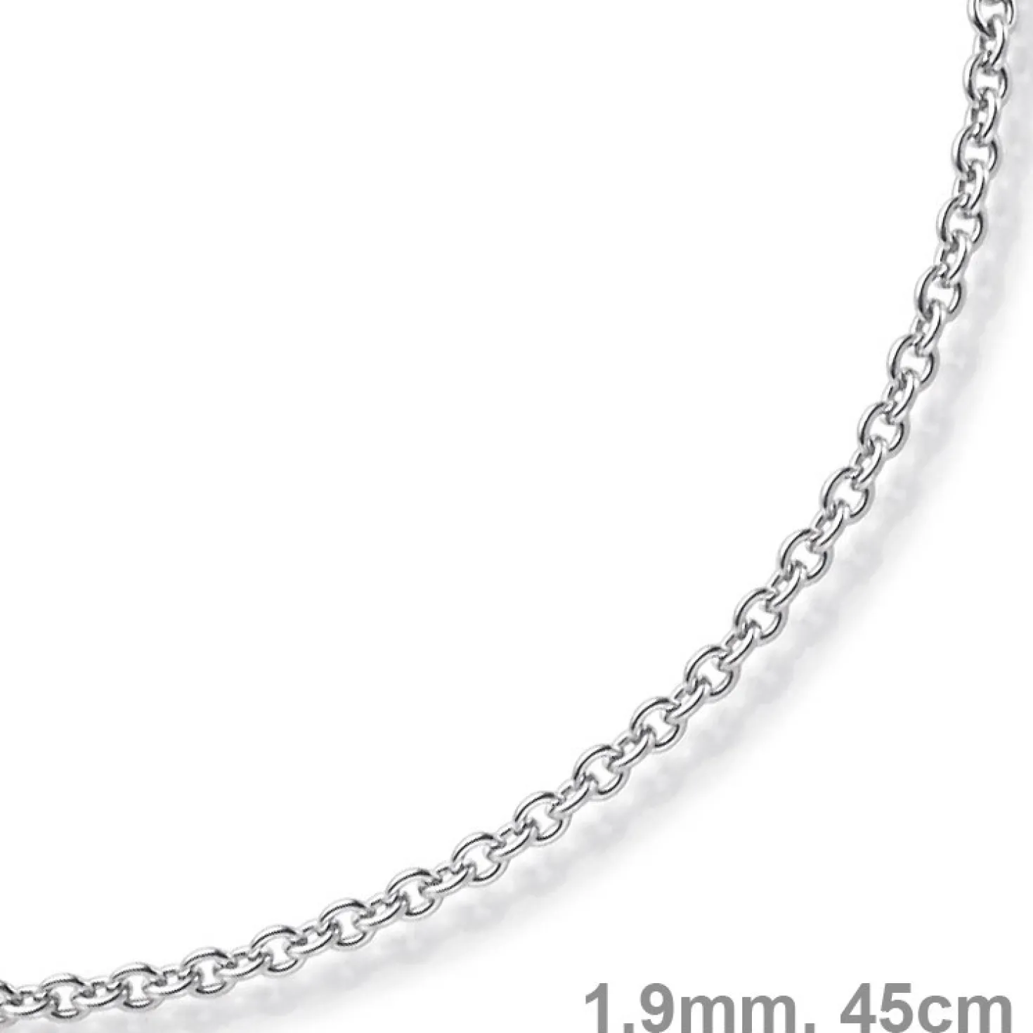 1,9mm Rund-Ankerkette 750 Gold Weißgold Kette Collier Halskette, 45cm