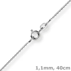 1,1mm Rund-Ankerkette 585 Gold Weißgold Kette Collier Halskette, 40cm