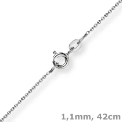 1,1mm Rund-Ankerkette 585 Gold Weißgold Kette Collier Halskette, 42cm