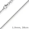 1,9mm Rund-Ankerkette 750 Gold Weißgold Kette Collier Halskette, 38cm