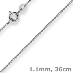 1,1mm Rund-Ankerkette 585 Gold Weißgold Kette Collier Halskette, 36cm
