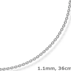 1,1mm Rund-Ankerkette 585 Gold Weißgold Kette Collier Halskette, 36cm