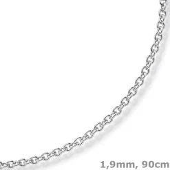 1,9mm Rund-Ankerkette 750 Gold Weißgold Kette Collier Halskette, 90cm