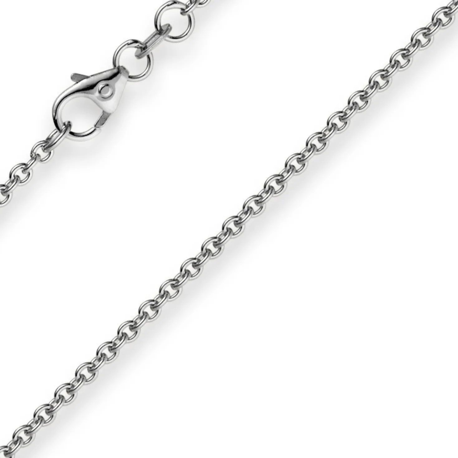 1,9mm Rund-Ankerkette 750 Gold Weißgold Kette Collier Halskette, 55cm