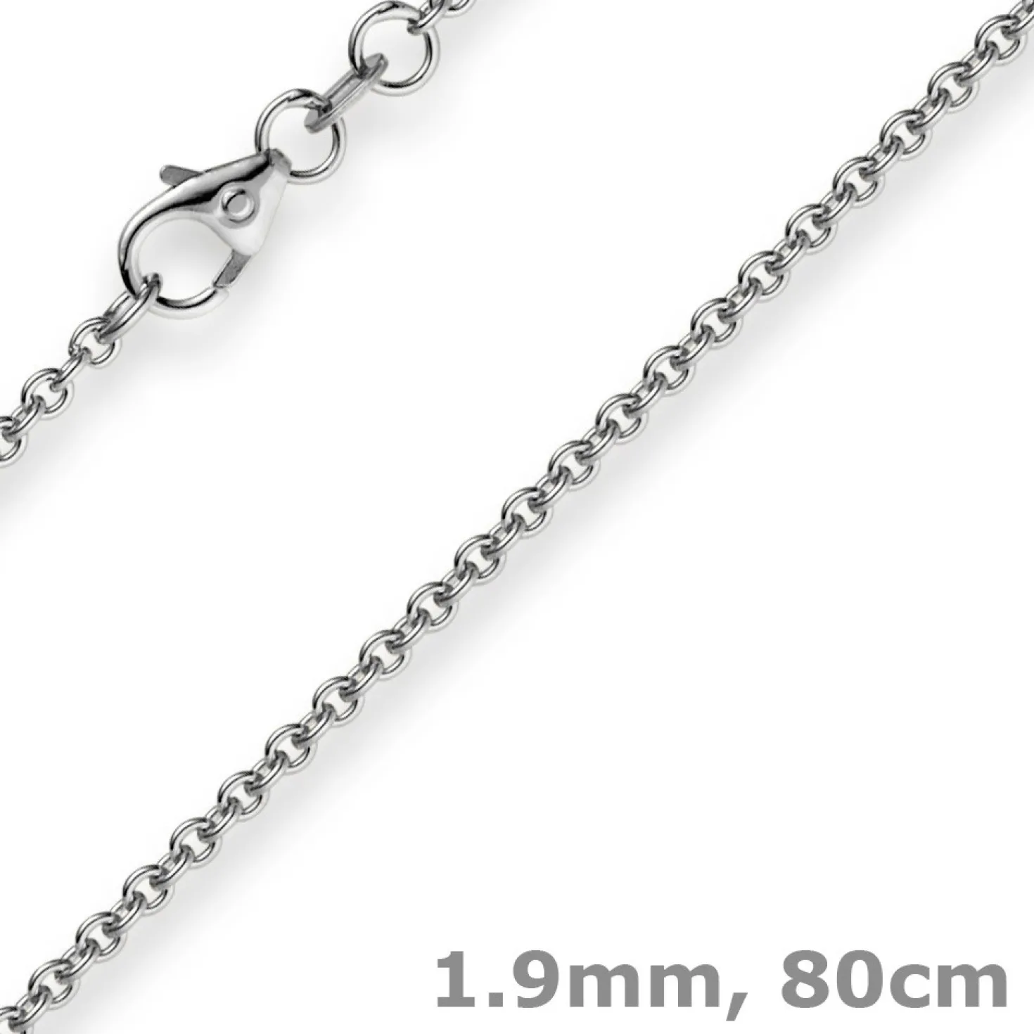 1,9mm Rund-Ankerkette 750 Gold Weißgold Kette Collier Halskette, 80cm