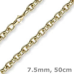 7,5mm Rundankerkette Halskette Collier aus 585 Gold Gelbgold 50cm