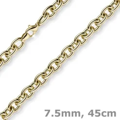 7,5mm Rundankerkette Halskette Collier aus 585 Gold Gelbgold 45cm