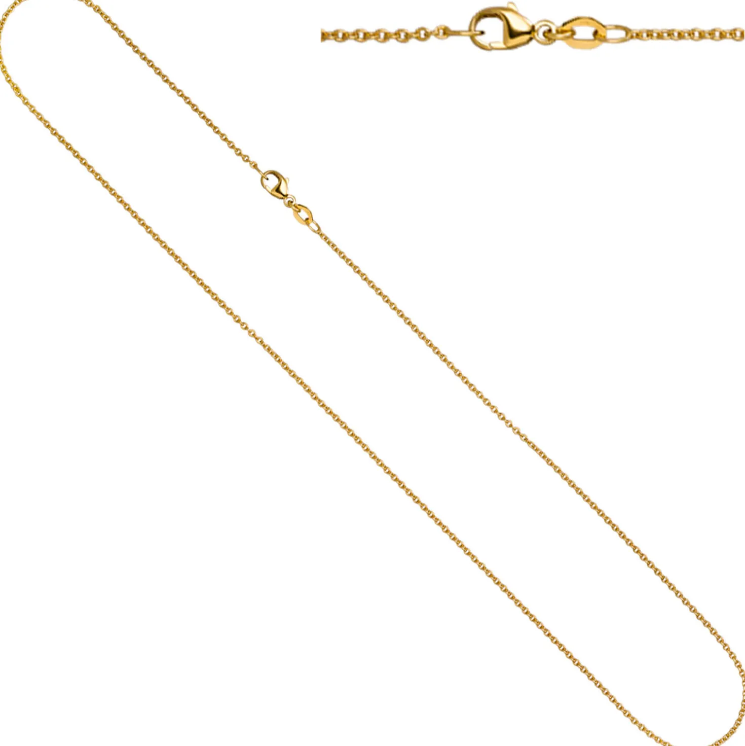 1,1mm Rund-Ankerkette Halskette Collier aus 750 Gold Gelbgold 45cm