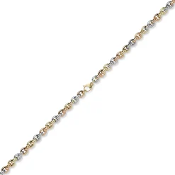 8,5mm Rund-Ankerkette Halskette Phantasiekette aus 585 Gold gelb/rot/weiß 50cm