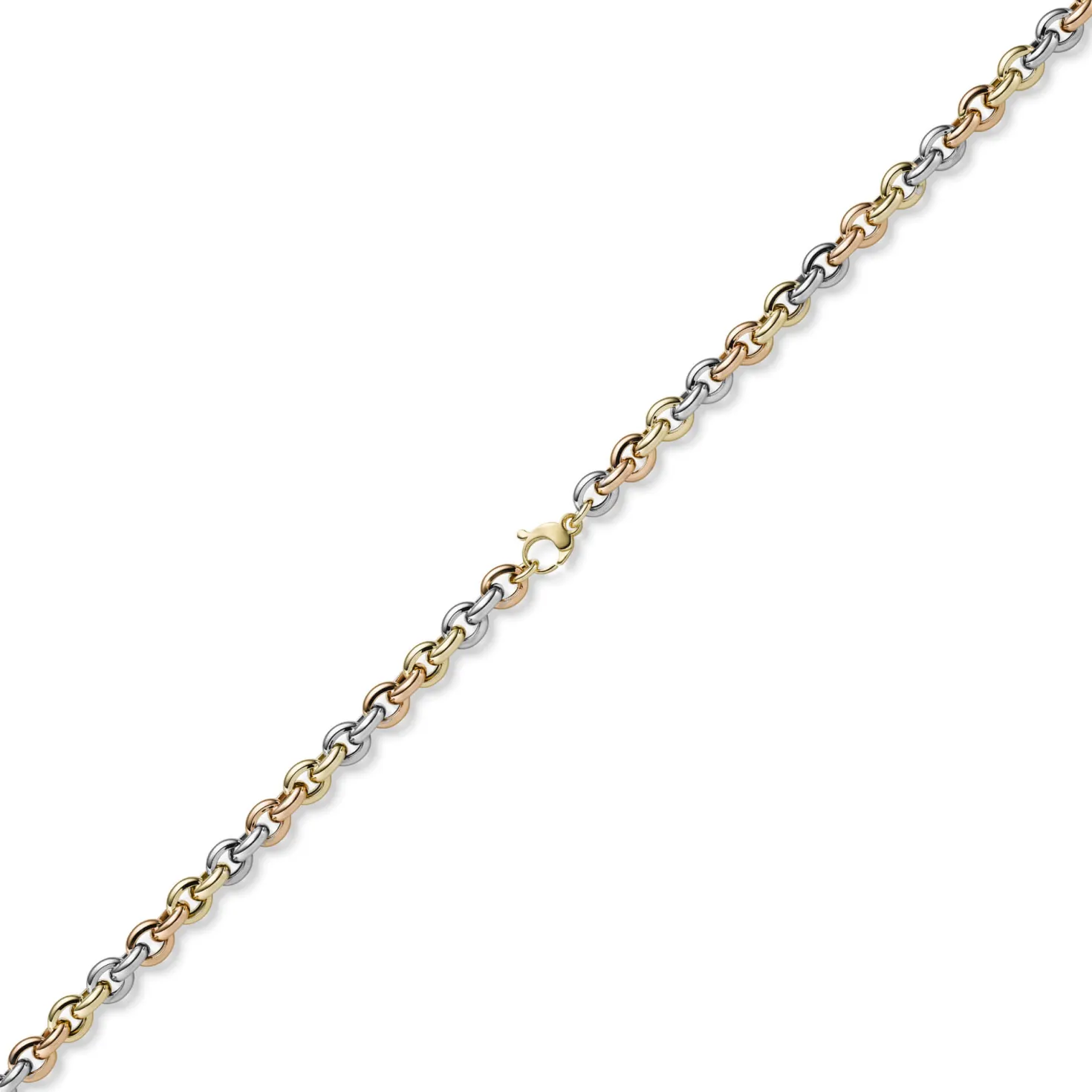8,5mm Rund-Ankerkette Halskette Phantasiekette aus 585 Gold gelb/rot/weiß 50cm