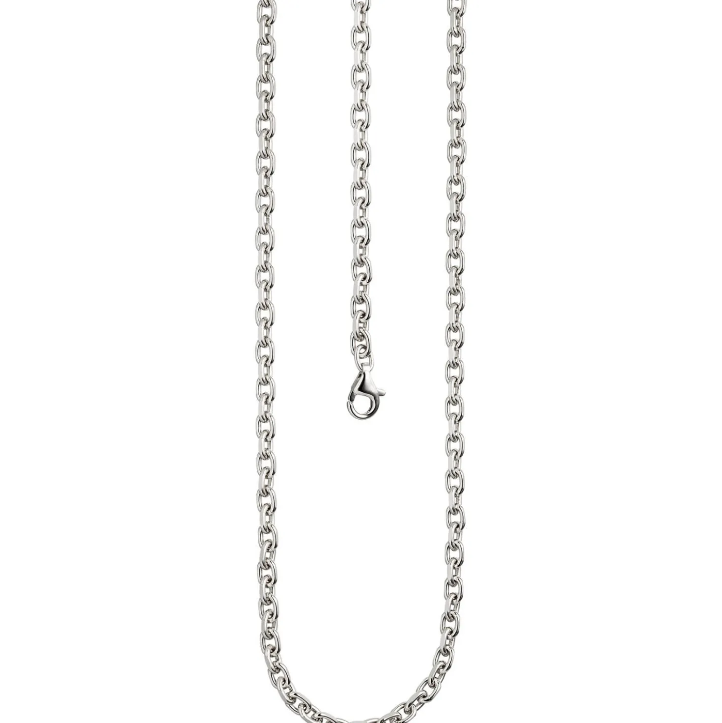 3,9mm Rundankerkette Halsschmuck aus 925 Silber rhodiniert diamantiert, 55cm
