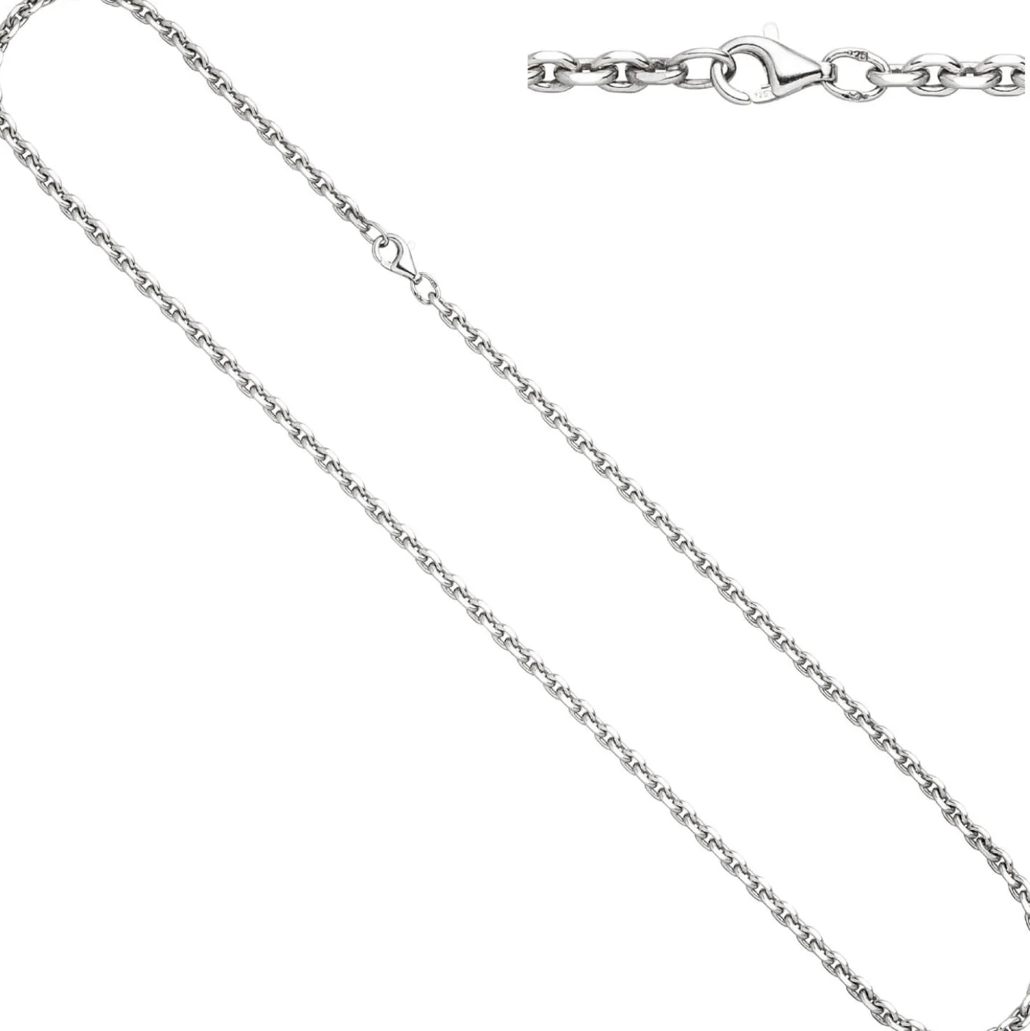 3,9mm Rundankerkette Halsschmuck aus 925 Silber rhodiniert diamantiert, 55cm