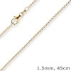 1,5mm Rund-Ankerkette Kette Collier aus 750 Gold Gelbgold 45cm mit Zwischenöse
