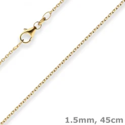 1,5mm Rund-Ankerkette Kette Collier aus 750 Gold Gelbgold 45cm mit Zwischenöse