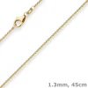 1,3mm Rund-Ankerkette Kette Collier aus 585 Gold Gelbgold 45cm mit Zwischenöse