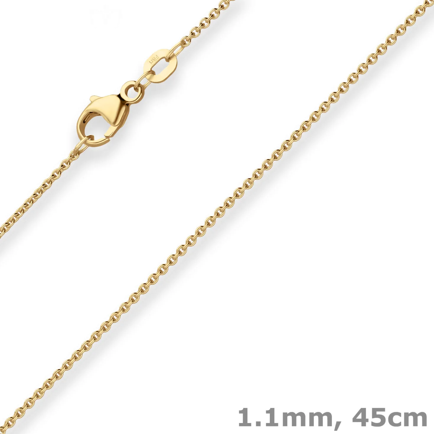 1,1mm Rund-Ankerkette Kette Collier aus 585 Gold Gelbgold 45cm mit Zwischenöse