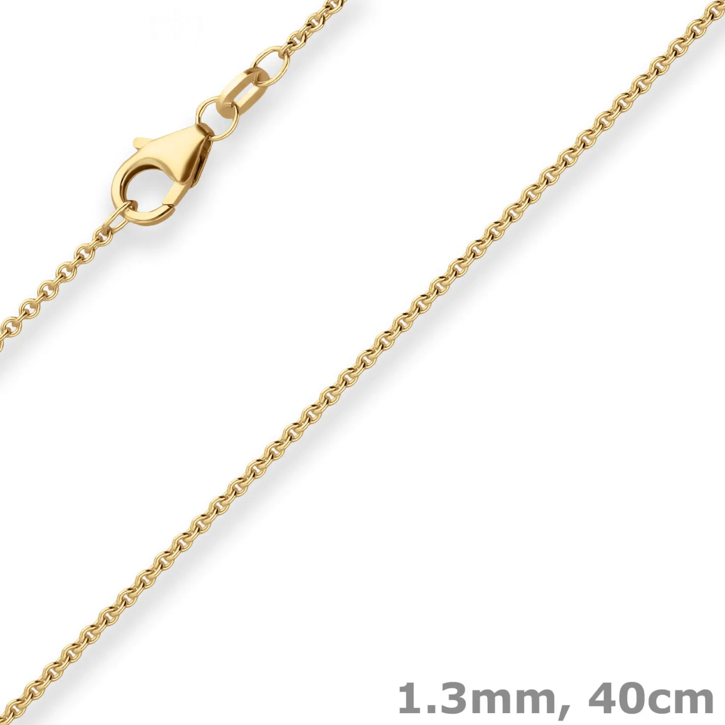 1,3mm Rund-Ankerkette Kette Collier aus 585 Gold Gelbgold 40cm mit Zwischenöse